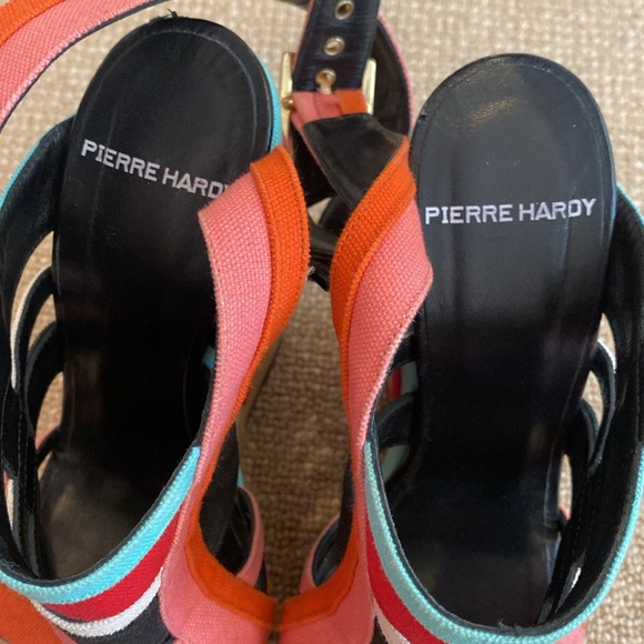 Pierre Hardy Canvas Colorblock Slingback Sandals Wedges - Picture 8 of 10
